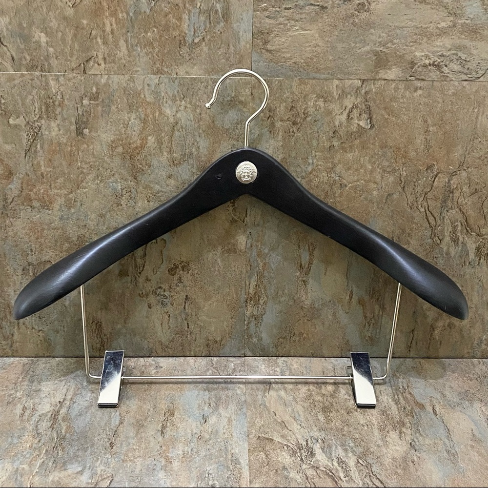 Rare Versace Medusa Logo Solid Wood Pant Suit Clothes Hanger